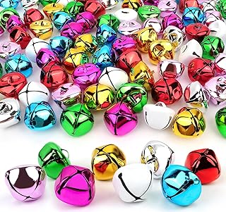 Jingle Bells for Crafts,1 Inch Large Multicolored Jingle Bells Bulk, 8 Colors Decorative Bells for DIY Christmas Festival Home Wreath Decorations, 50 Pcs