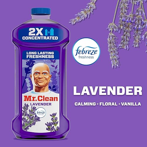 Miniatura 4 de Mr. Clean 2X Limpiador concentrado multisuperficie con aroma a lavanda Febreze, limpiador multiusos, 41 onzas líquidas