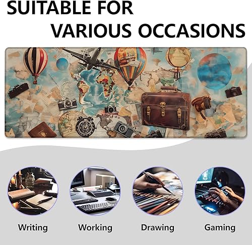 Miniatura 2 de Alfombrilla de mouse grande con mapa del mundo vintage, base de goma antideslizante, accesorios de oficina, alfombrilla de escritorio, alfombrilla
