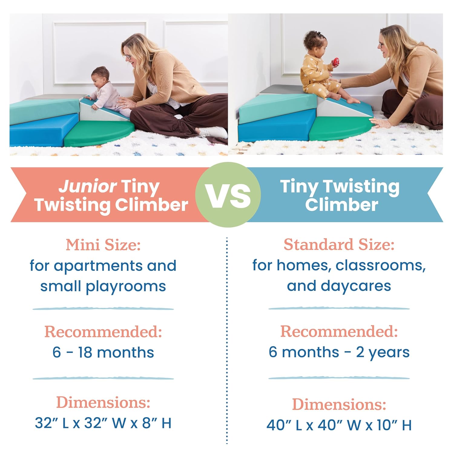 ECR4Kids SoftZone Tiny Twisting Climber, Beginner Playset, Contemporary, 5-Piece