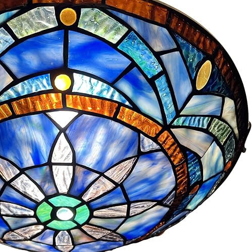 Miniatura 2 de ARTZONE Tiffany - Luces de techo de vitral, 2 luces de techo de 12 pulgadas Tiffany de montaje empotrado para dormitorio, comedor, sala de estar,