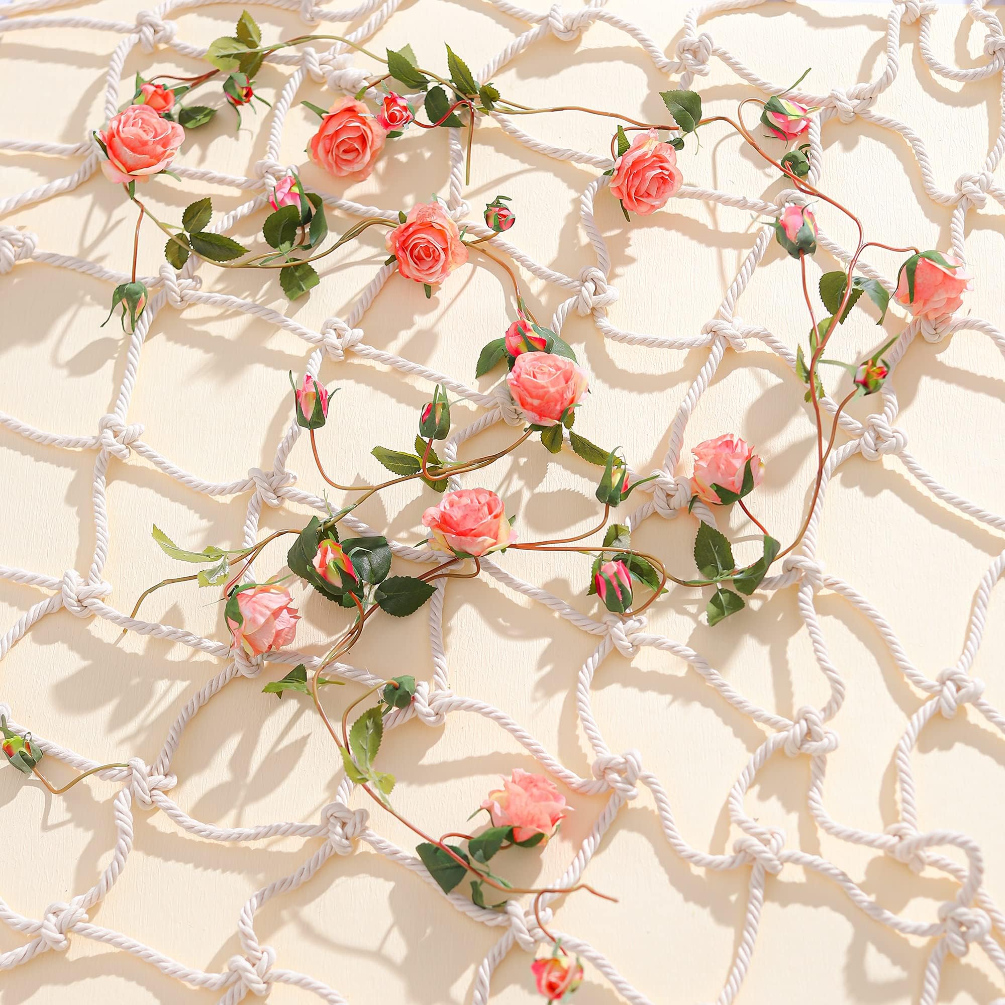 MISSPIN 2Pcs Flower Garland Fake Rose Vine Artificial Flowers Hanging Rose Ivy Hanging Baskets Wedding Arch Garden Background Decor (Pink, 2)