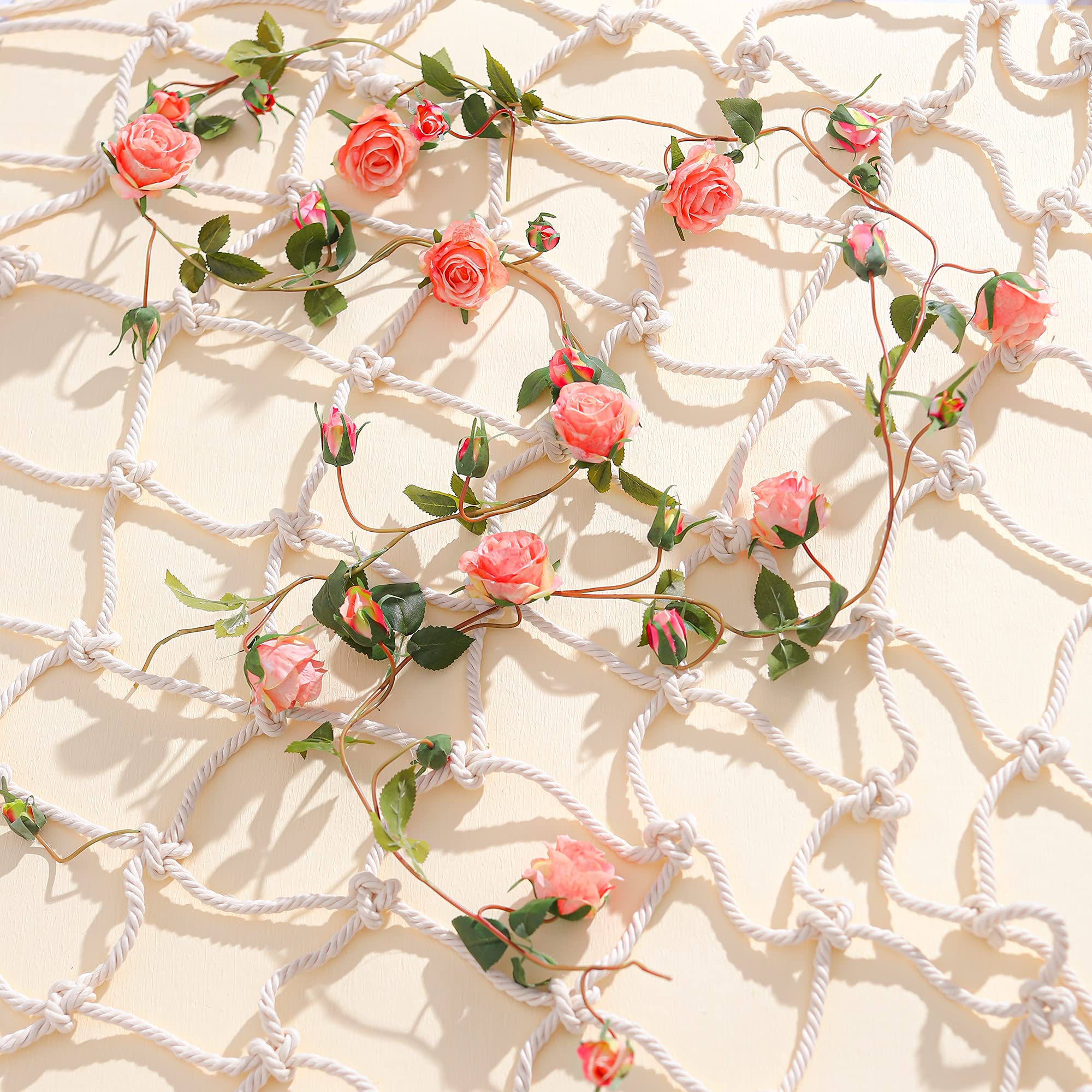 MISSPIN 2Pcs Flower Garland Fake Rose Vine Artificial Flowers Hanging Rose Ivy Hanging Baskets Wedding Arch Garden Background Decor (Pink, 2)