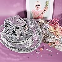 Vista 4 de PP OPOUNT 2160 azulejos de espejo autoadhesivos, calcomanías de bola de discoteca de 0.197 x 0.197 in para decoración de manualidades, azulejos