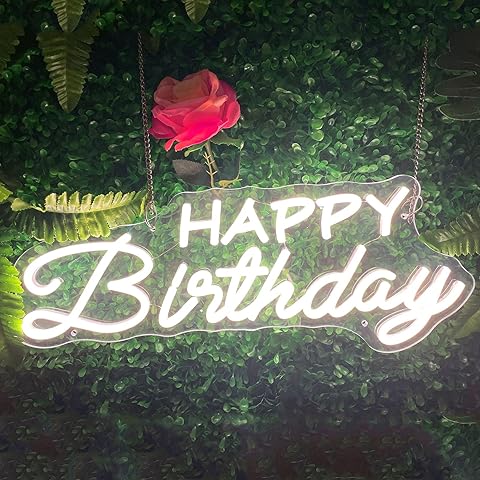 Happy Birthday neon signs for wall decor ¡Feliz Cumpleaños LED Neon Sign 19.09x7.48...