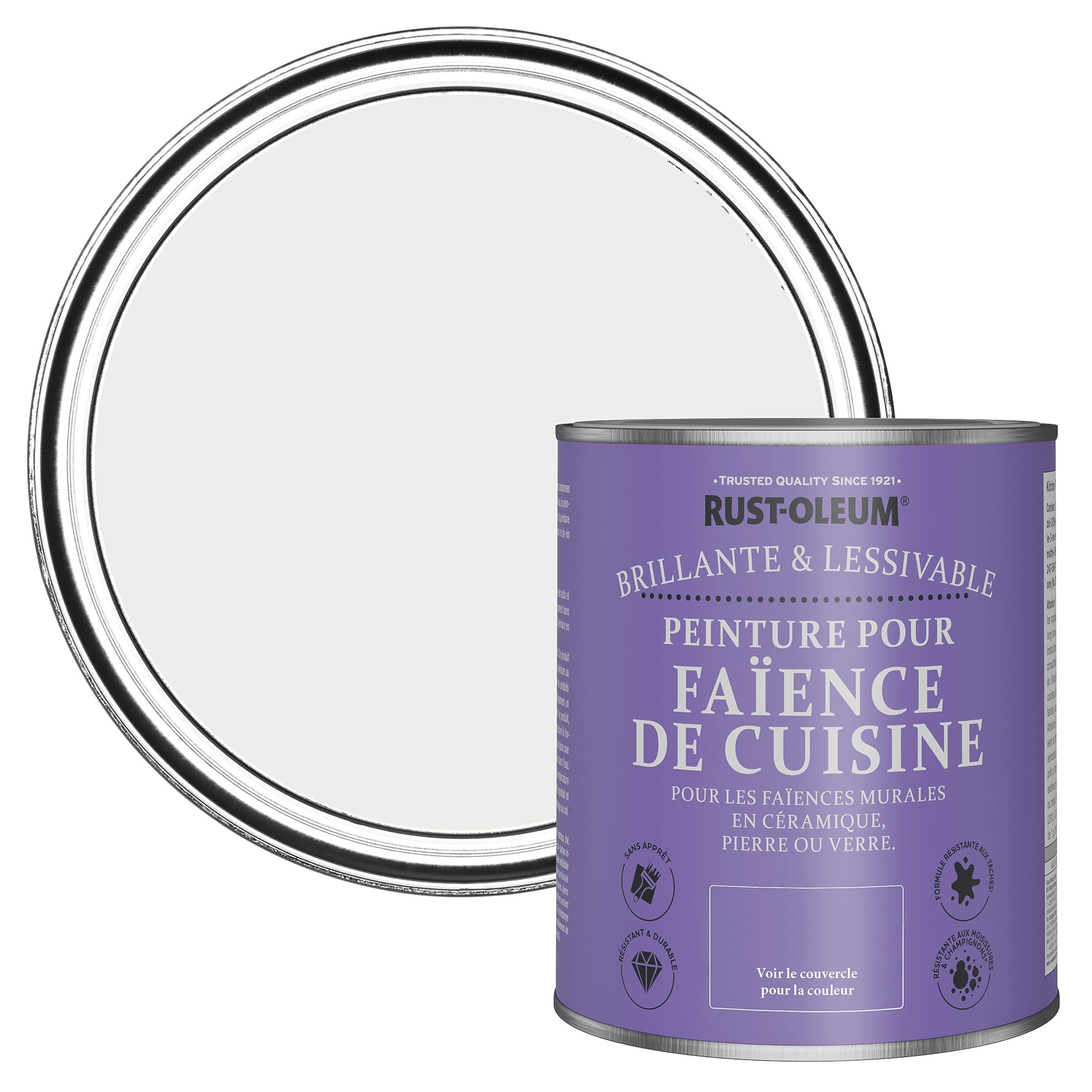 Rust-Oleum Peinture Blanche Résistante à l'eau pour Faïence de Cuisine, Finition Brillante - Fleur 750ml