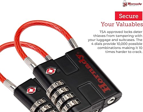 Miniatura 7 de Hornady Candados de cable aprobados por la TSA, 2 unidades, 96022  Cerraduras de combinación de 4 dígitos de metal con un grillete de alambre