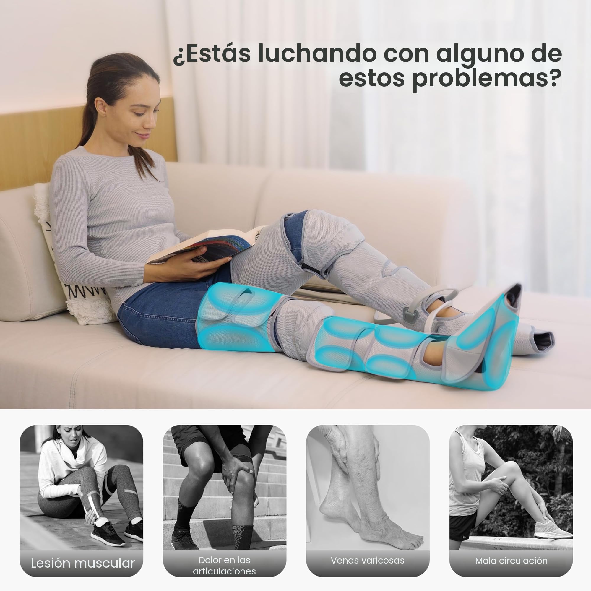 Snailax Masajeadora de Piernas con Compresión, Masajeador de Rodillas y Pantorrillas con Calor, 4D Masajeador Piernas Tejido Profundo Amasamiento, Regalos para Mujeres Hombres,Gris