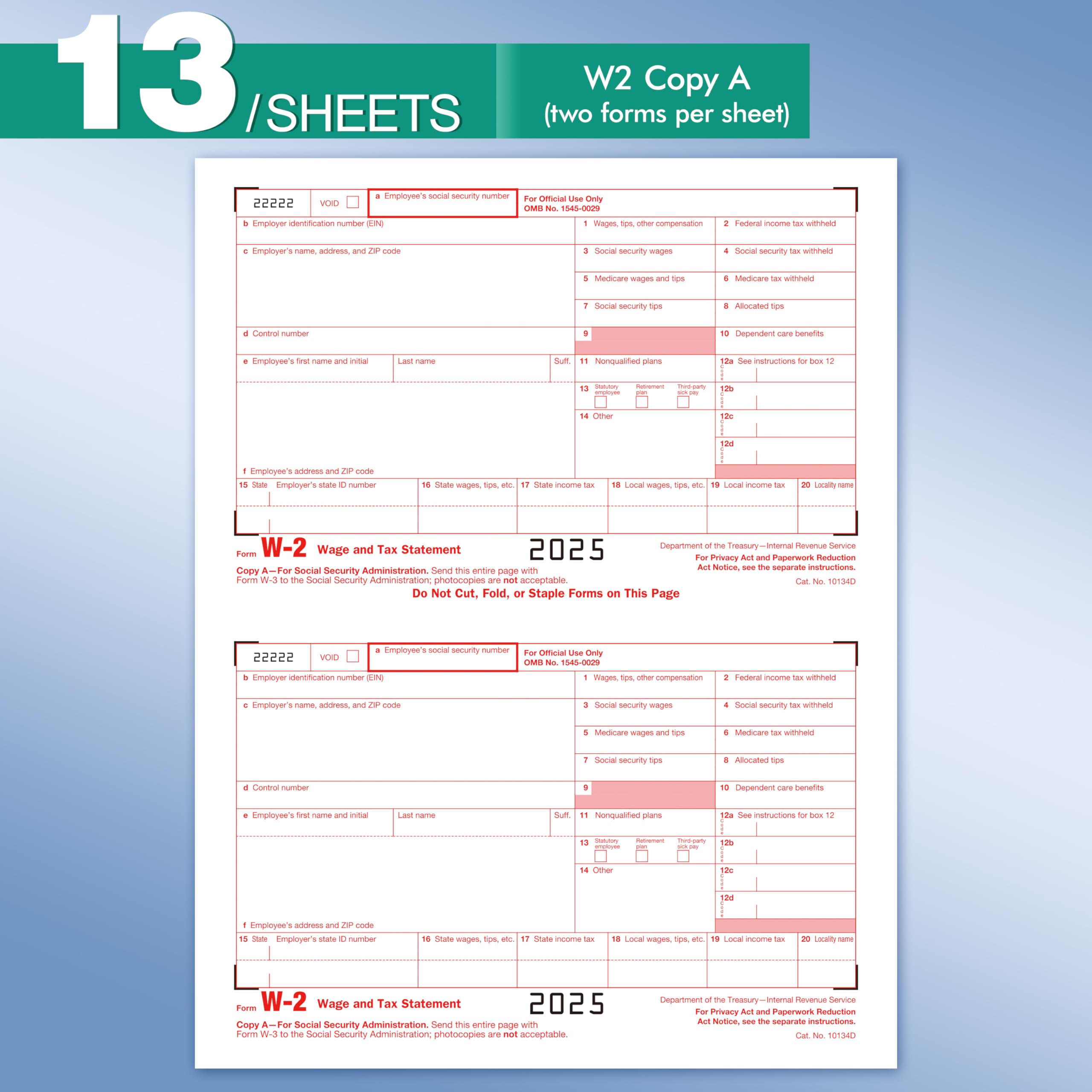 Amazon.com : W2 Tax Forms 2025 with Envelopes, 6 Part Tax Forms