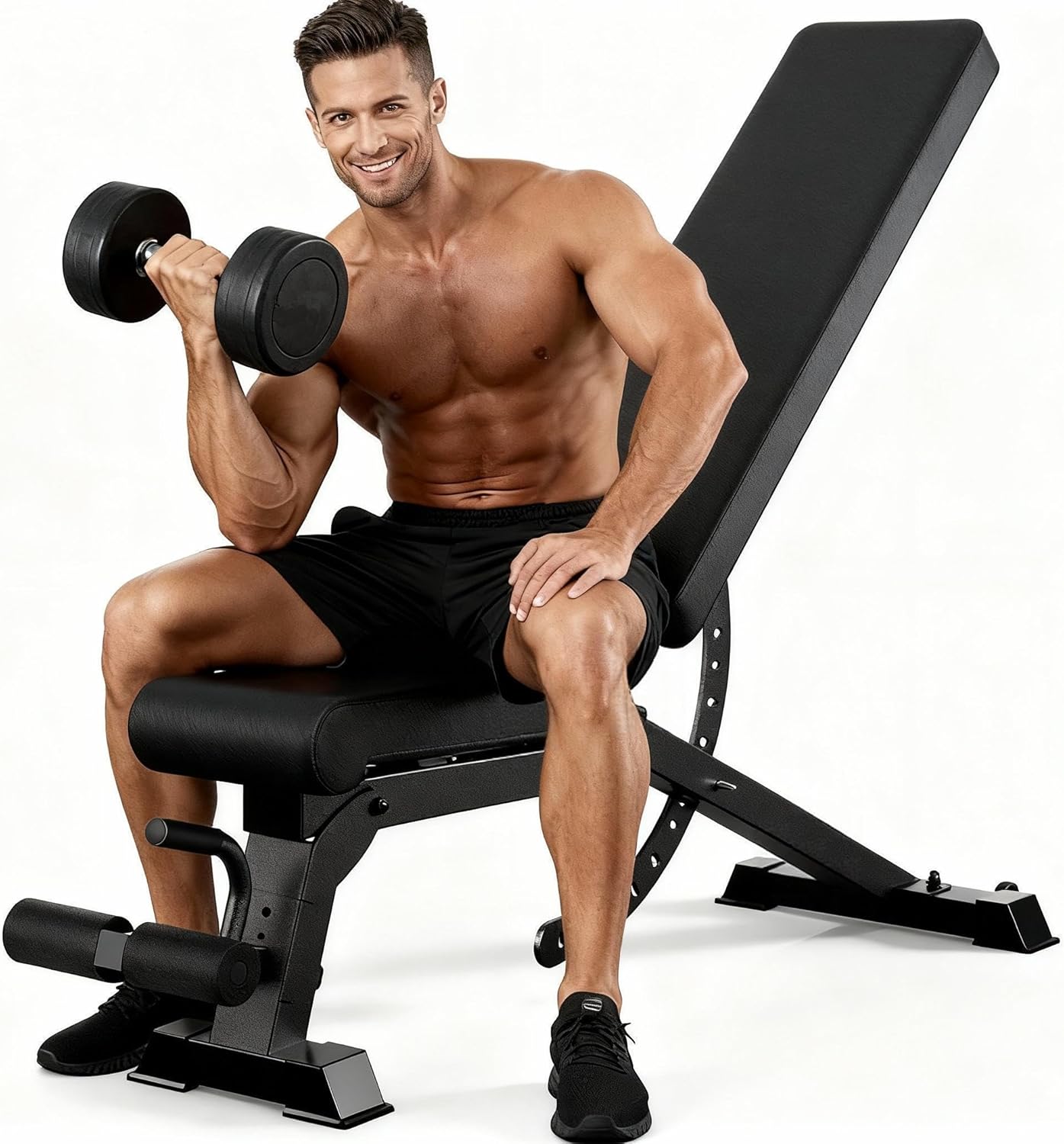 Adjustable Weight Bench with 12x4x4 Positions, 1200LB Heavy Duty Workout Bench for Home Gym, Commercial Incline-Flat-Decline Bench Press for Full Body Fitness, Fully Upright Backrest with 4 Suitable L