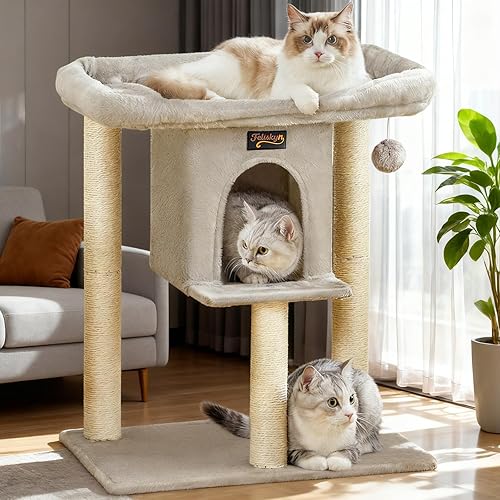 Cat Tree Tower Scratching Post for Indoor Large Cats — close-up of materials and construction quality