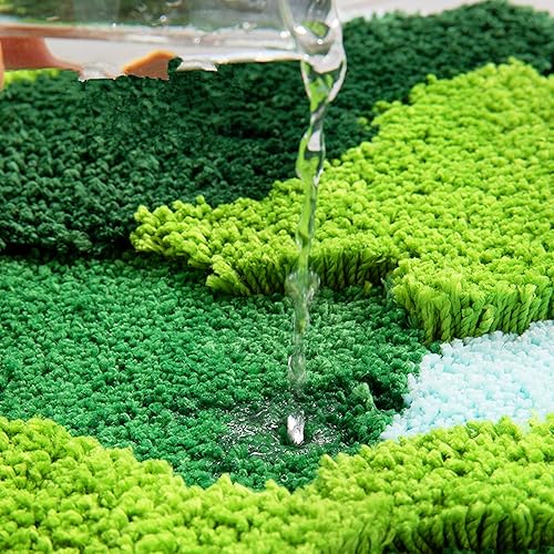 Miniatura 5 de LEVINIS Tapetes de baño con diseño de musgo, suaves y divertidos, antideslizantes, lavables, para ducha, bañera, dormitorio, 31 x 20 pulgadas