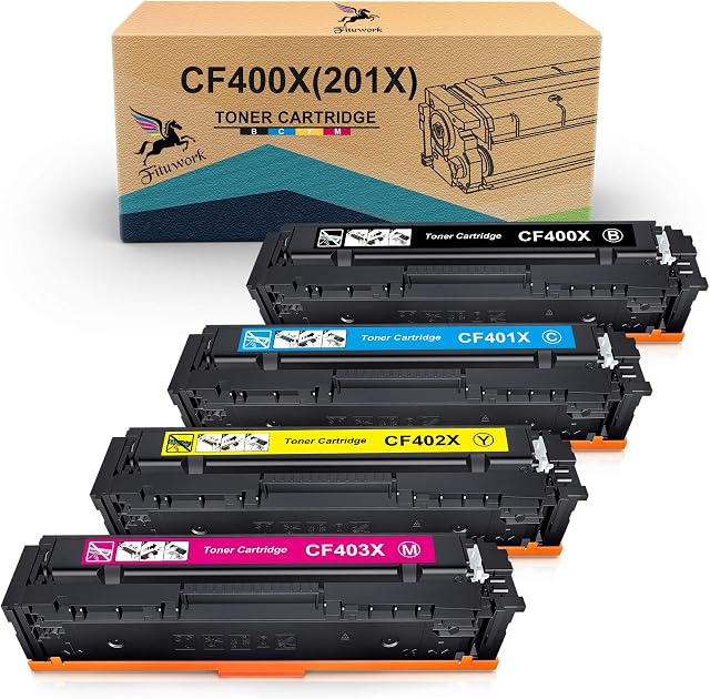 FITU WORK Compatible Toner Cartridges Replacement for HP 201X CF400X CF401X CF402X CF403X for HP Color Laserjet Pro MFP M277dw M277n MFP M277 M274 Pro M252dw M252n (Black,Cyan,Yellow,Magenta, 4-Pack)