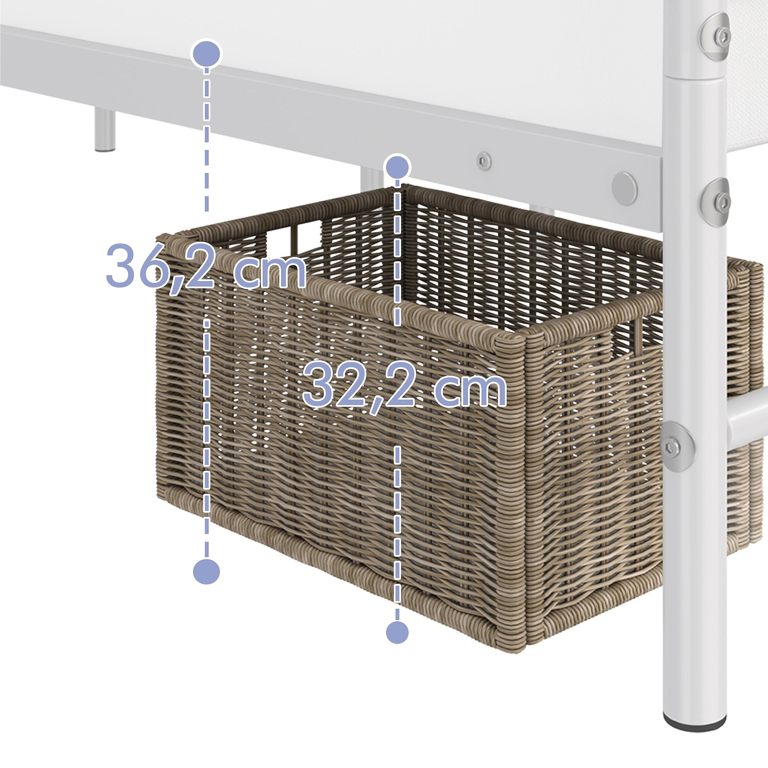 Yaheetech Metallbett 90 x 200 cm Minimalistischer Bettrahmen mit Kopfteil Gästebett mit Lattenrost für Schlafzimmer Gästezimmer 32cm Höhe unter dem Bett Weiß