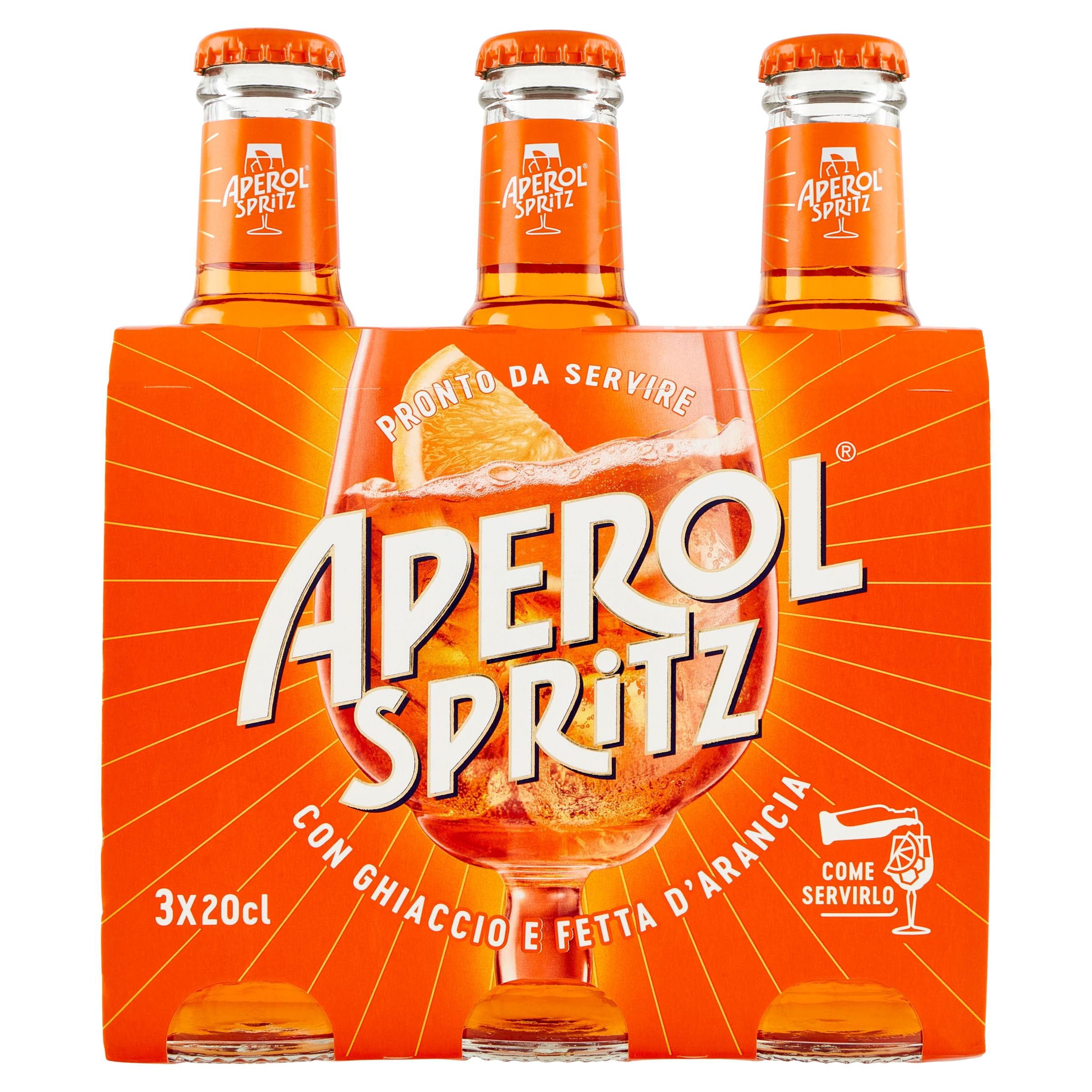 Aperol Spritz - Aperitivo Alcolico Pronto da Bere, 3 Bottigliette x 20 cl, 9% Vol