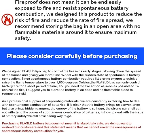 Miniatura 7 de FLASLD Bolsa Lipo ignífuga a prueba de explosiones con puerto de carga - Bolsa segura de almacenamiento de batería Lipo de gran capacidad
