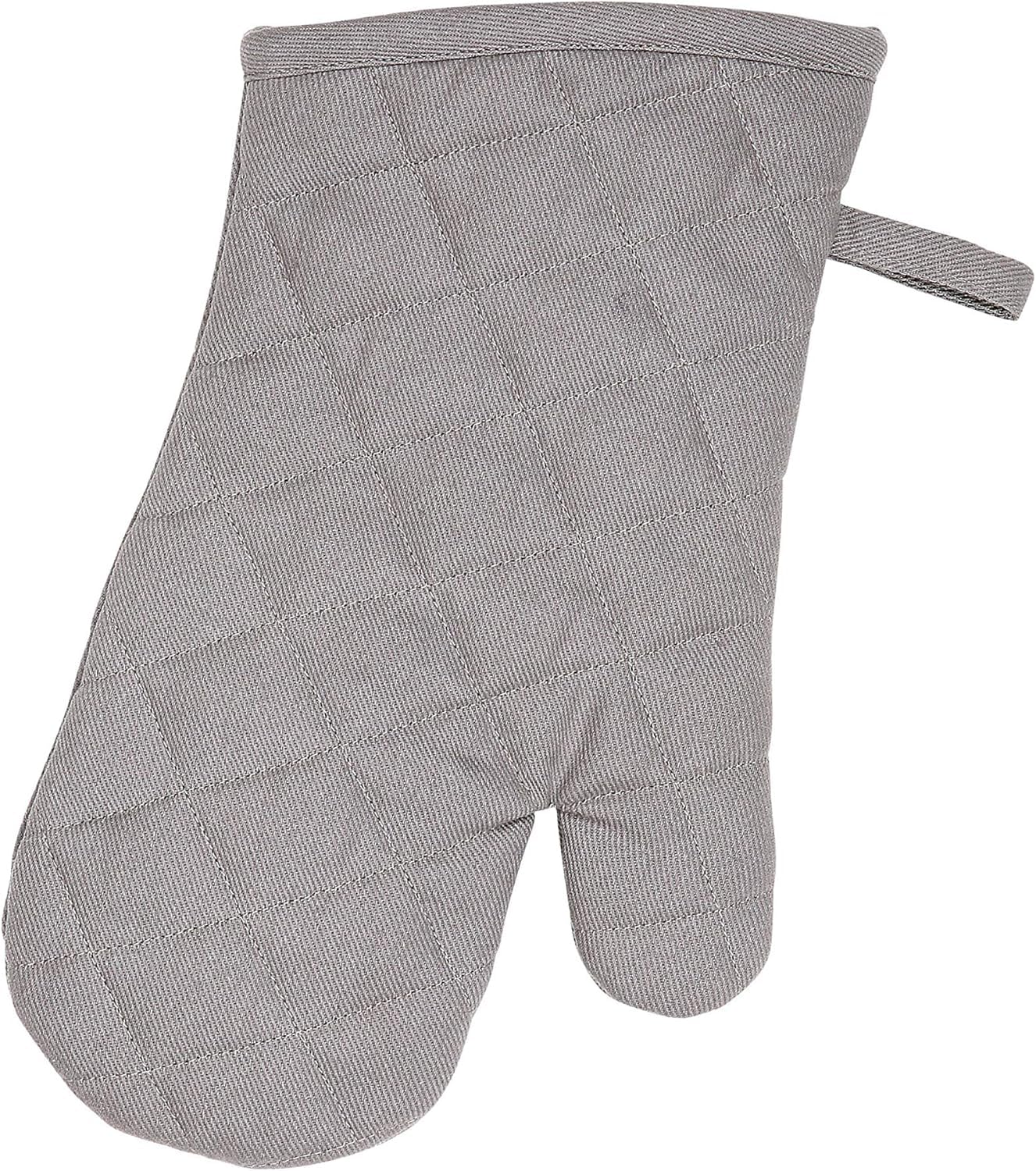 Dexam Slate Grey Love Colour Oven Gauntlet, 100% Cotton, Quilted Diamond Pattern, Heat Resistant Kitchen Glove With Hanging Loop