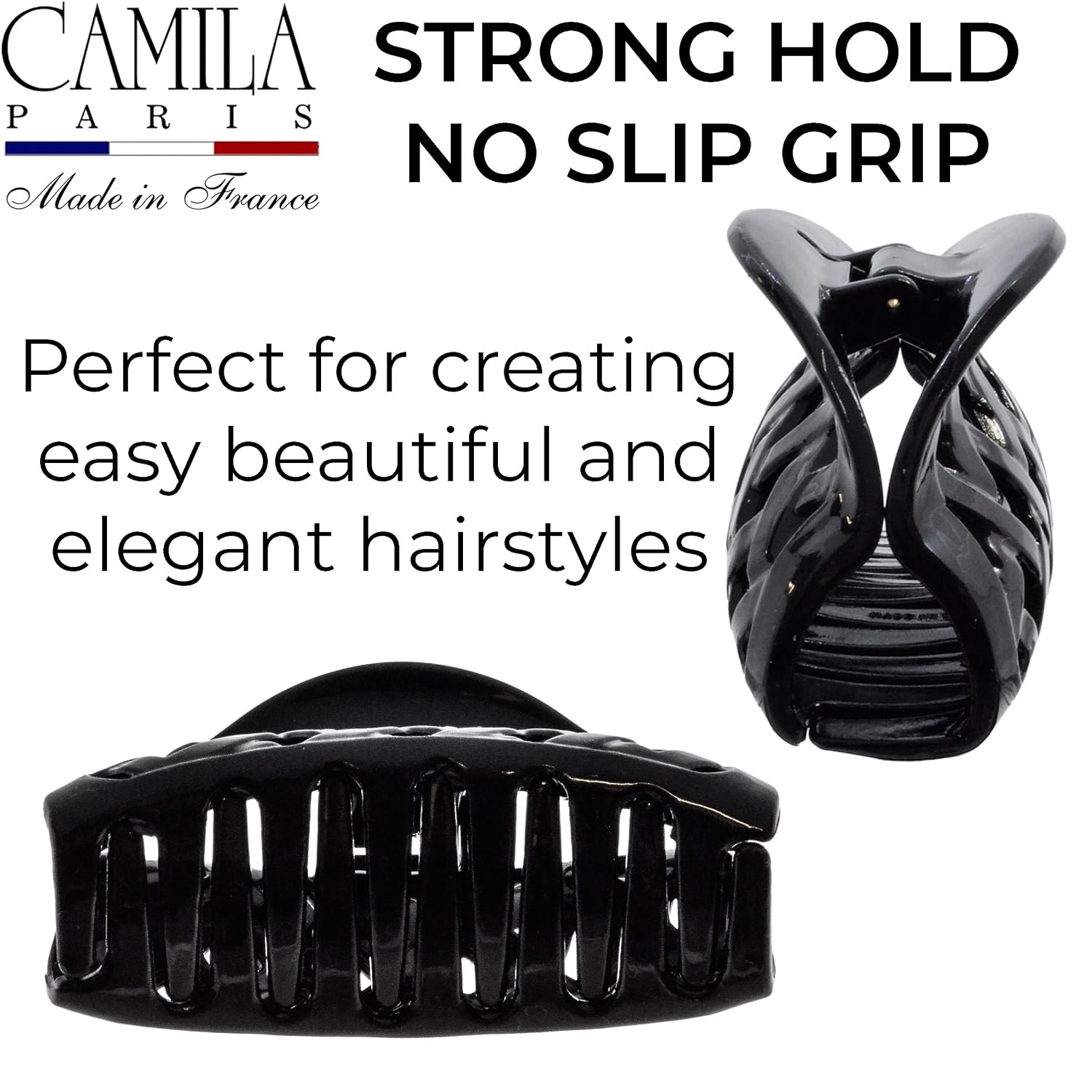 Camila Paris CP1808 French Hair Clip for Women Thick Hair for Long Curly Wavy Hair, Girls Hair Claw Clips Jaw, Durable Styling Big Claw Clip for Thick Hair, Strong Hold No Slip Grip, Made in France image 4