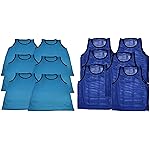 BlueDot Trading Adult Sports Pinnie Scrimmage Training Vest, Combo Light Blue/Blue, 12 Pack