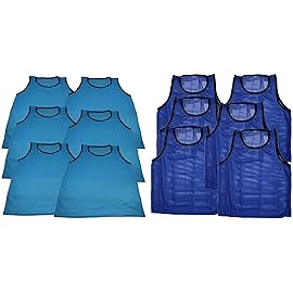 BlueDot Trading Adult Sports Pinnie Scrimmage Training Vest, Combo Light Blue/Blue, 12 Pack