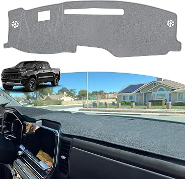 Dash Cover for 2022-2026 Chevy Chevrolet Silverado/GMC Sierra Accessories | 1500 2500HD 3500HD Dashboard Cover Mat & HUD, Sunshield Non-Slip Silverado Console Protector Pad, 13.4-inch Screen Only, Gray