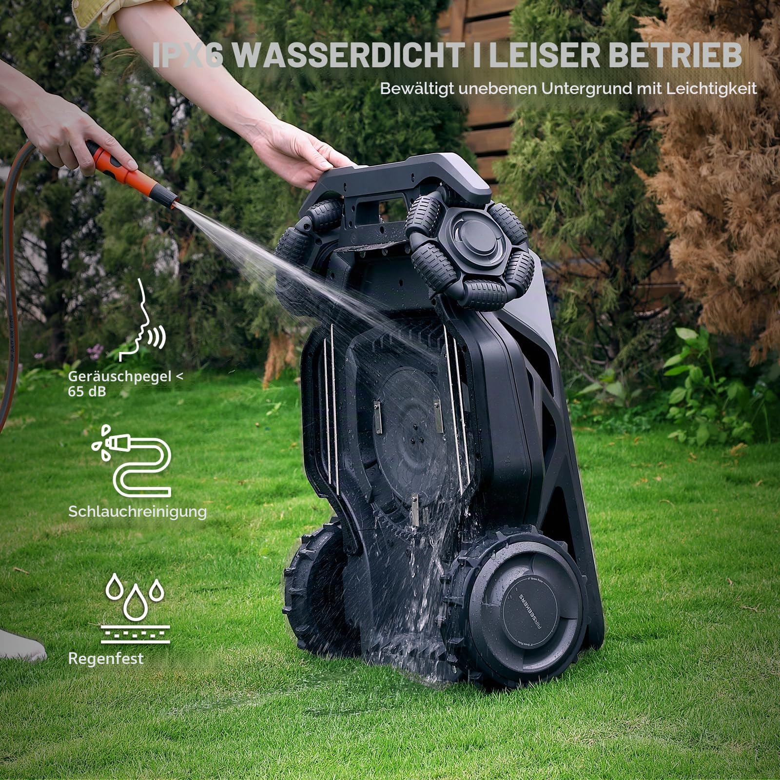 TRON SE Mähroboter ohne Begrenzungskabel,Empf. 1500 m², nRTK VSLAM, Kein Signalabbruch,Auto-Mehrzonen-Kartierung,FlowCut,RWD für 65% Steigung, App Steuerung,KI Navigation,10Ah-Akku