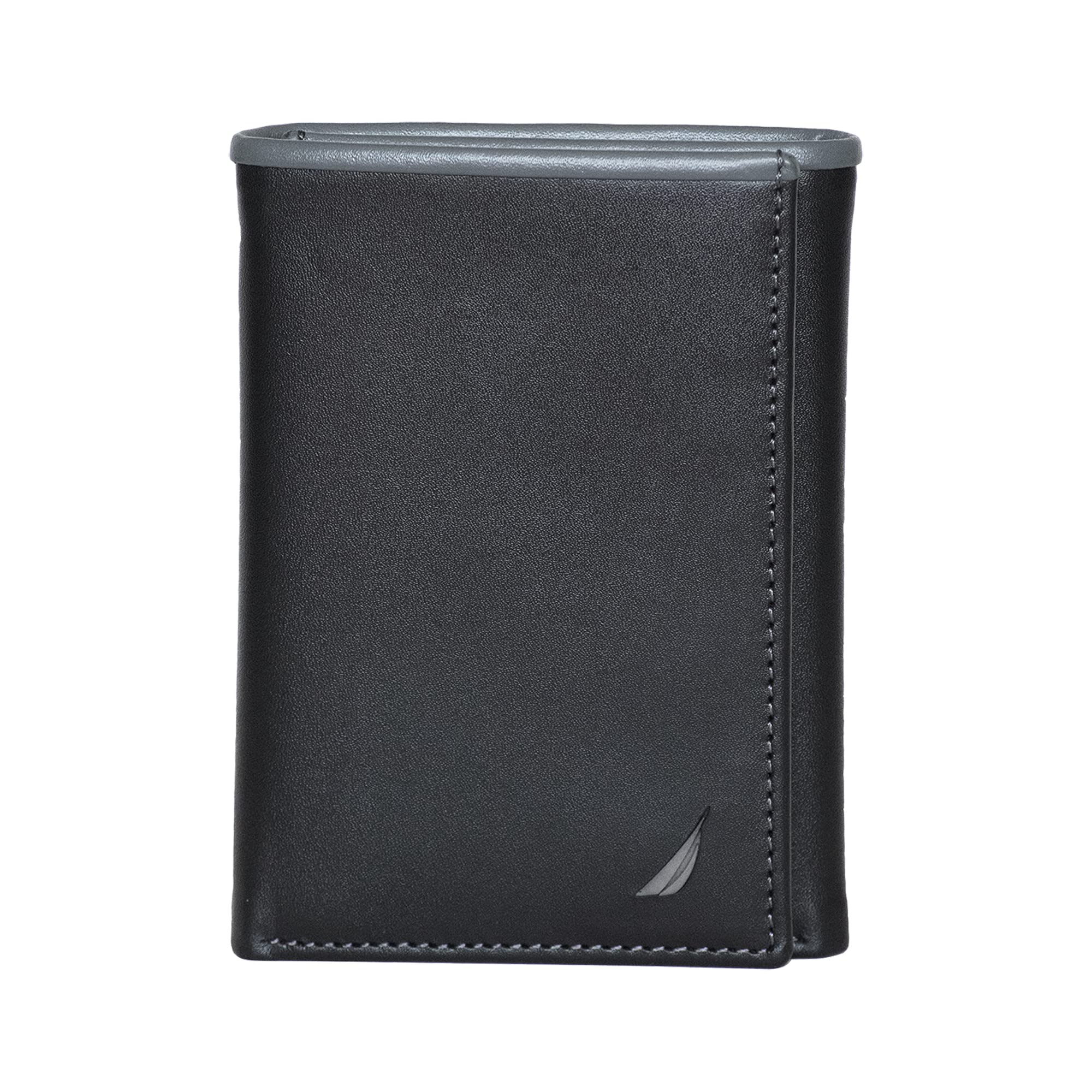 Nautica Men's J-Class Trifold Wallet, Pop Color-Black/Grey, Taglia unica