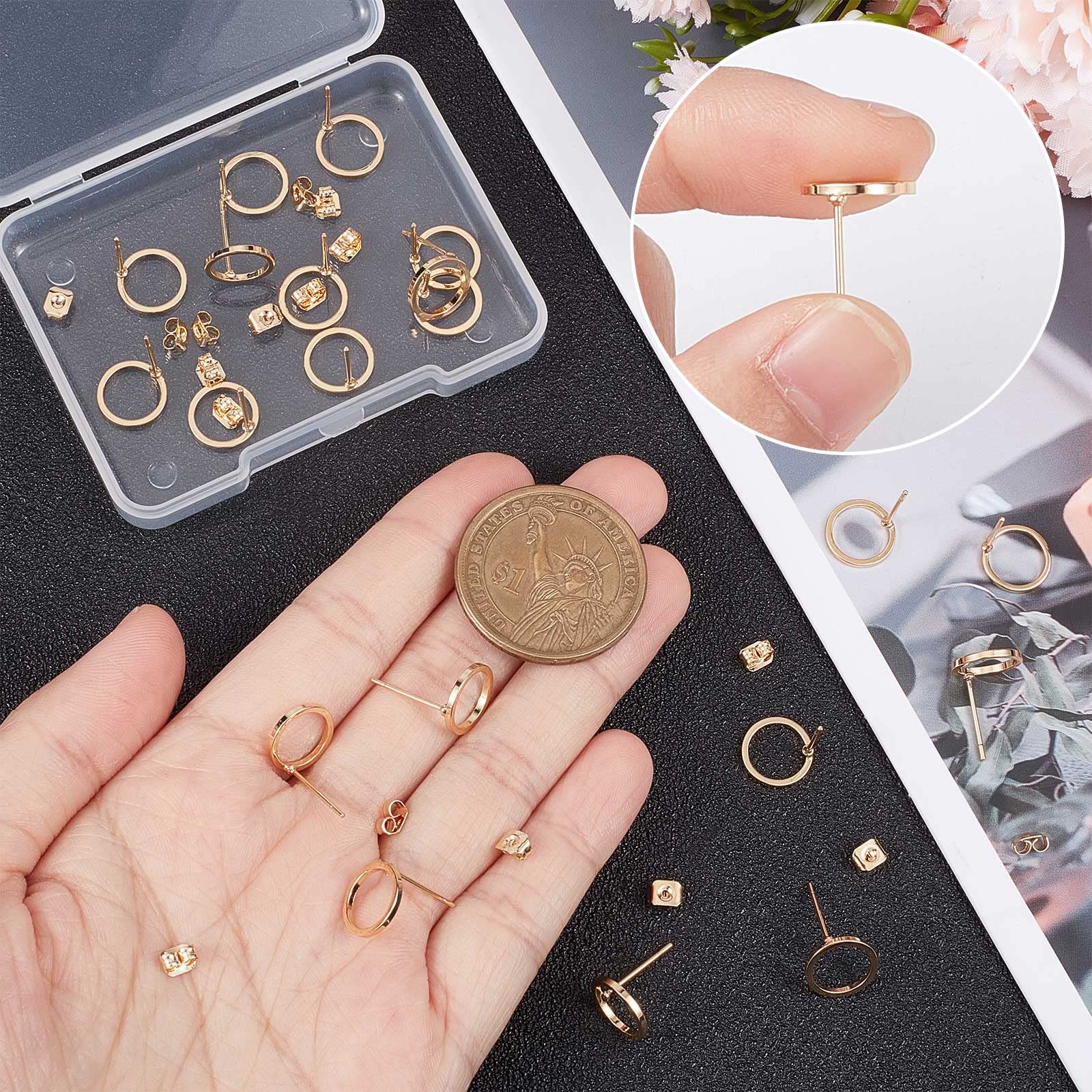 Beebeecraft 200 pezzi Punte per Perline Coprinodi Ottone Placcato Oro 18K Punte A Crimpare A