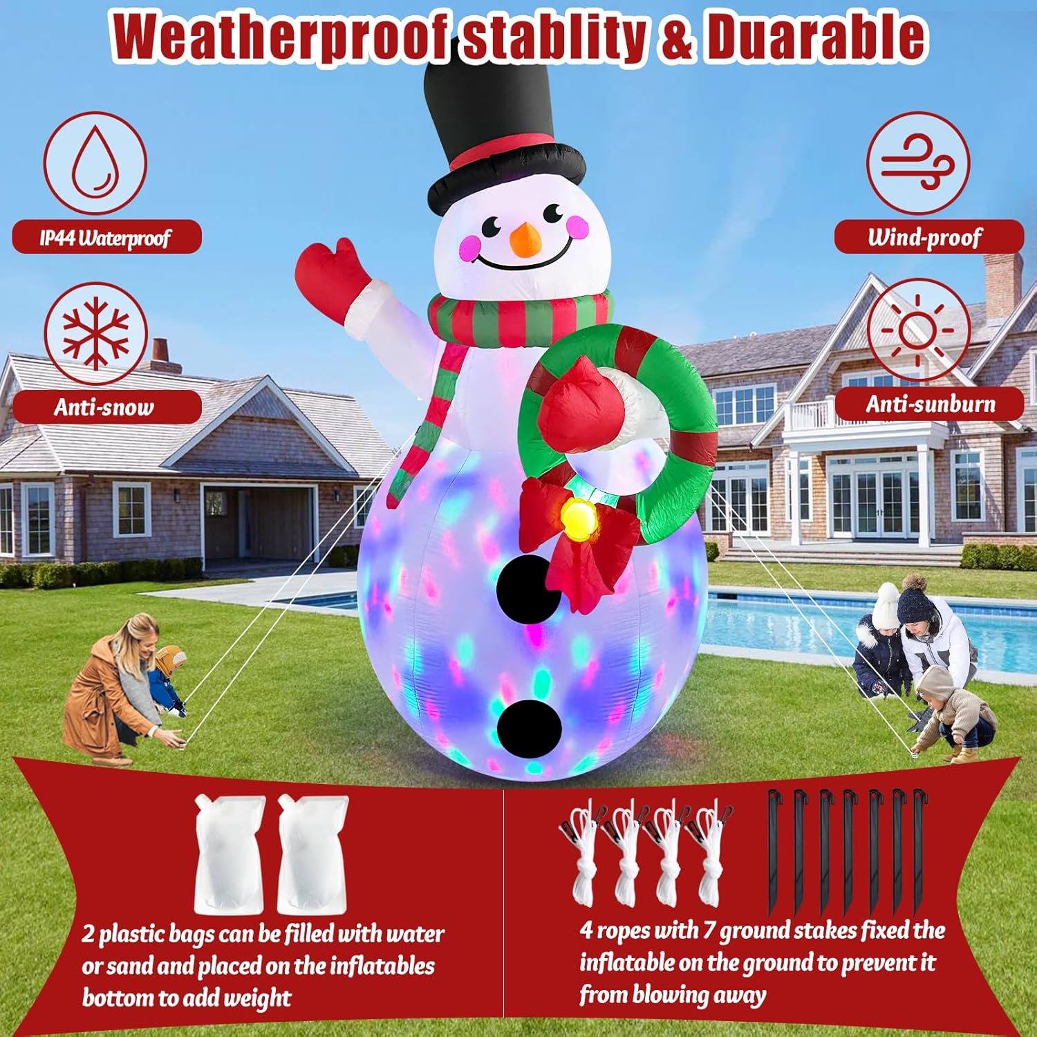 Danxilu 12 FT Giant Christmas Inflatables Snowman Outdoor Decorations Built-in Rotating LED Lights, Huge Blow Up Snow Man with Magic Hat IP44 Waterproof Xmas Decor for Yard Outside Lawn Holiday