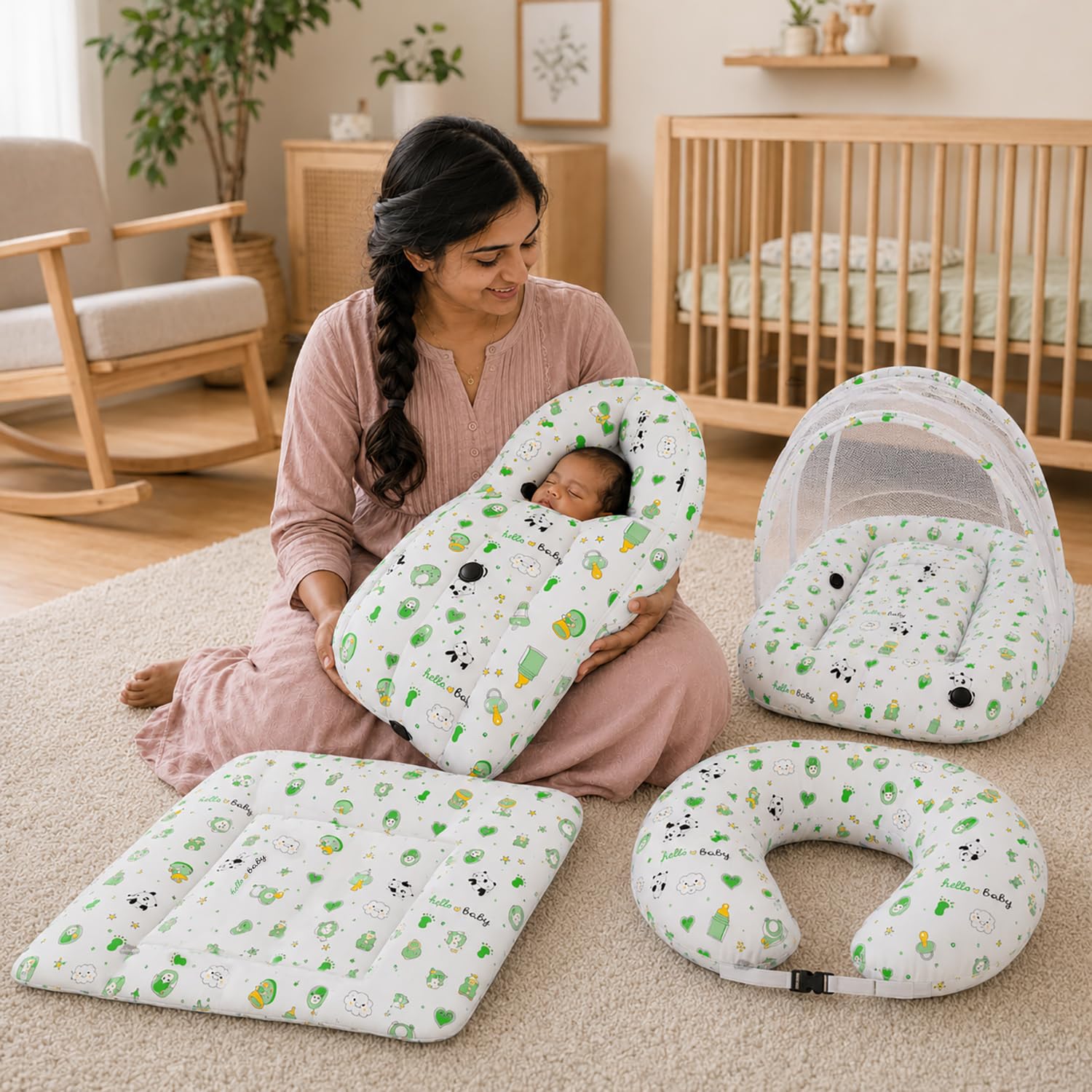Panda Blue Baby Bedding Set - Sleeping Bag & Mosquito Net -21