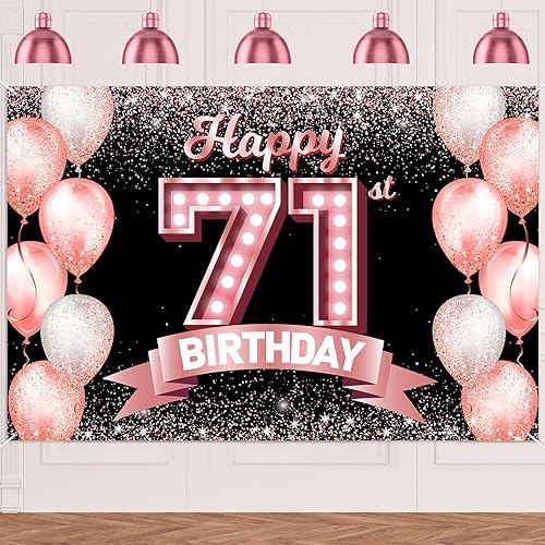 Vista 315 de Happy 21st Birthday Rose Gold Banner Backdrop Cheers to 21 Years Old Confetti Balloons Theme Decor Decorations for Women 21 Years Old Pink Birthday