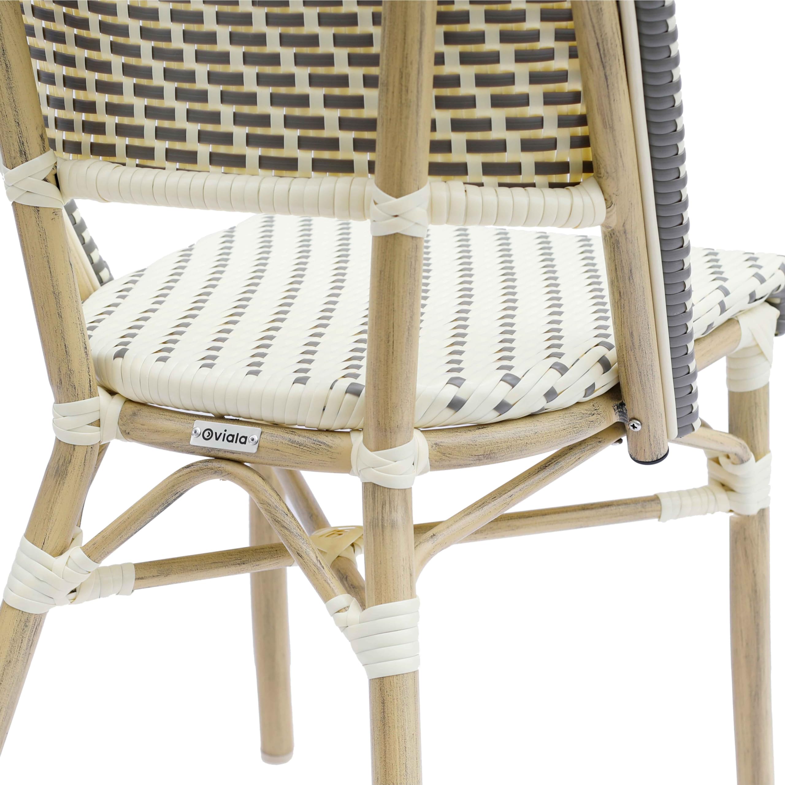 Oviala Chaise de terrasse bistrot Parisien en Aluminium et rotin Gris