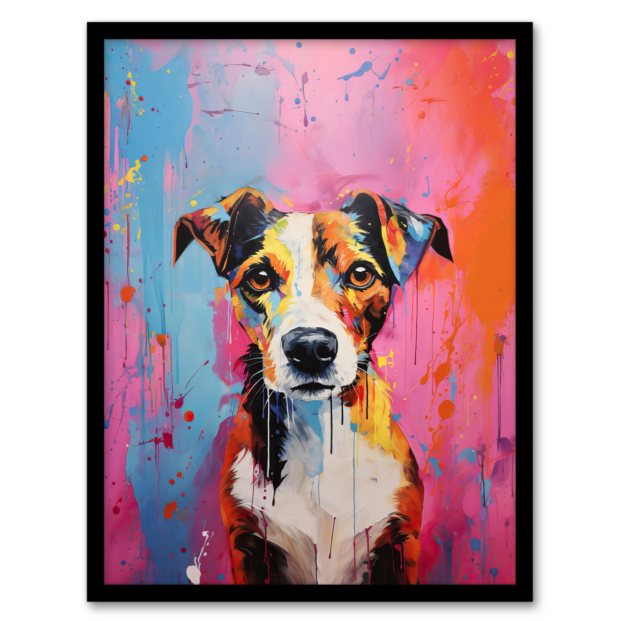 Artery8 Framed Print Dog Lover Gift Jack Russell Pet Portrait W12 x H16 inch