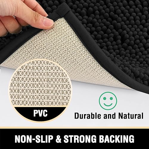 Miniatura 4 de H.VERSAILTEX - Tapete de felpilla para el baño, muy suave y absorbente, tapete antideslizante de pelo, de secado rápido, lavable y de microfibra, 20