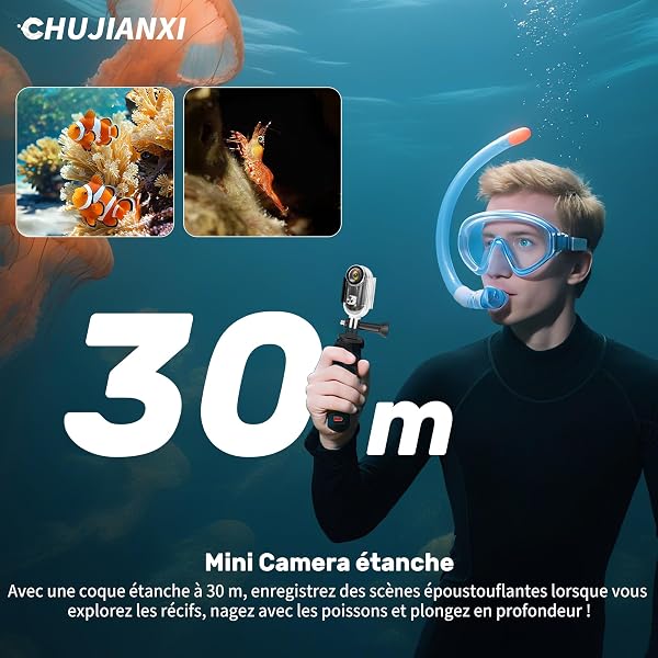 2026 nouvellement améliorée Caméra d'Action 4K(64GB),Mini Caméra Sport WiFi,Camera Pouce Étanche Portative,Mini Body Cam Velo Casque,Camera Piéton Caméra POV pour Motos Ski Surf Alpinisme Escalade - 4