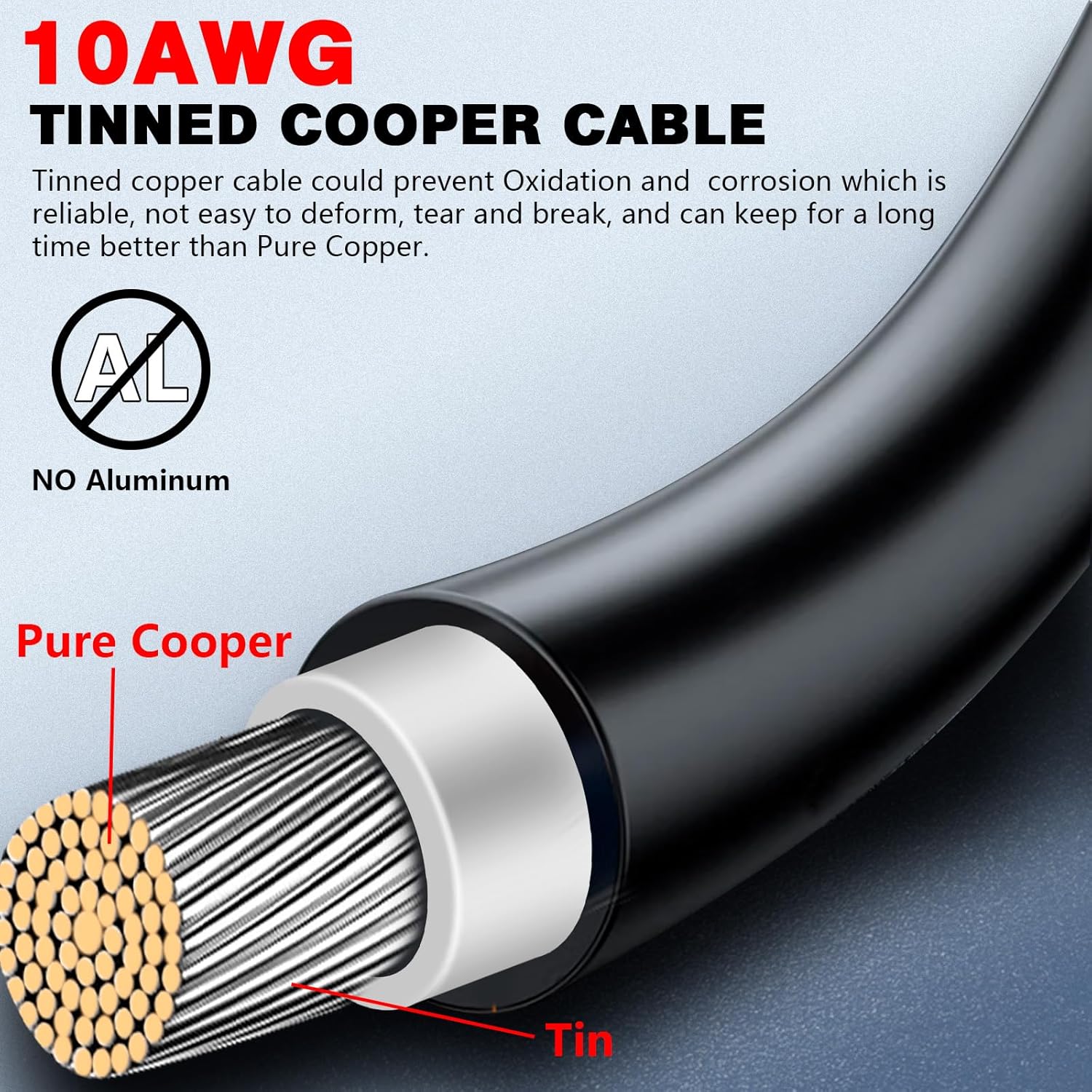 2Pcs 50 Feet 10AWG(6mm²) Solar Extension Cable with Female and Male Connector ＆ Storage Bag, Solar Panel Tinned Copper Wire Cable Weatherproof for Home, RV Camper Ferry (50FT Red+50FT Black)