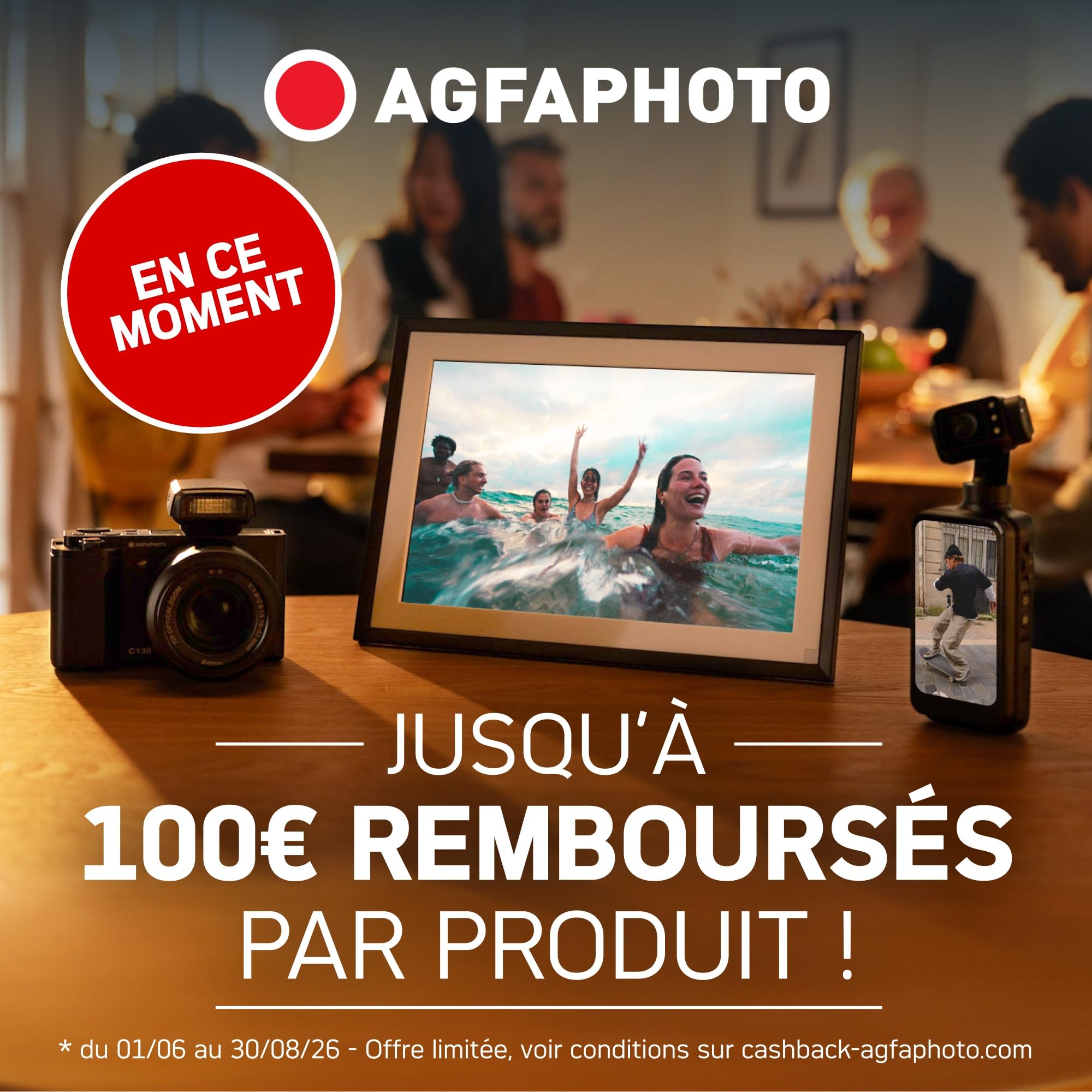 AGFAPHOTO - Realiview APF1700WIFI - Cornice digitale con connessione Wi-Fi - App Frameo, touchscreen HD da 17 pollici, memoria da 32 GB, funzioni meteo/orologio - Nero