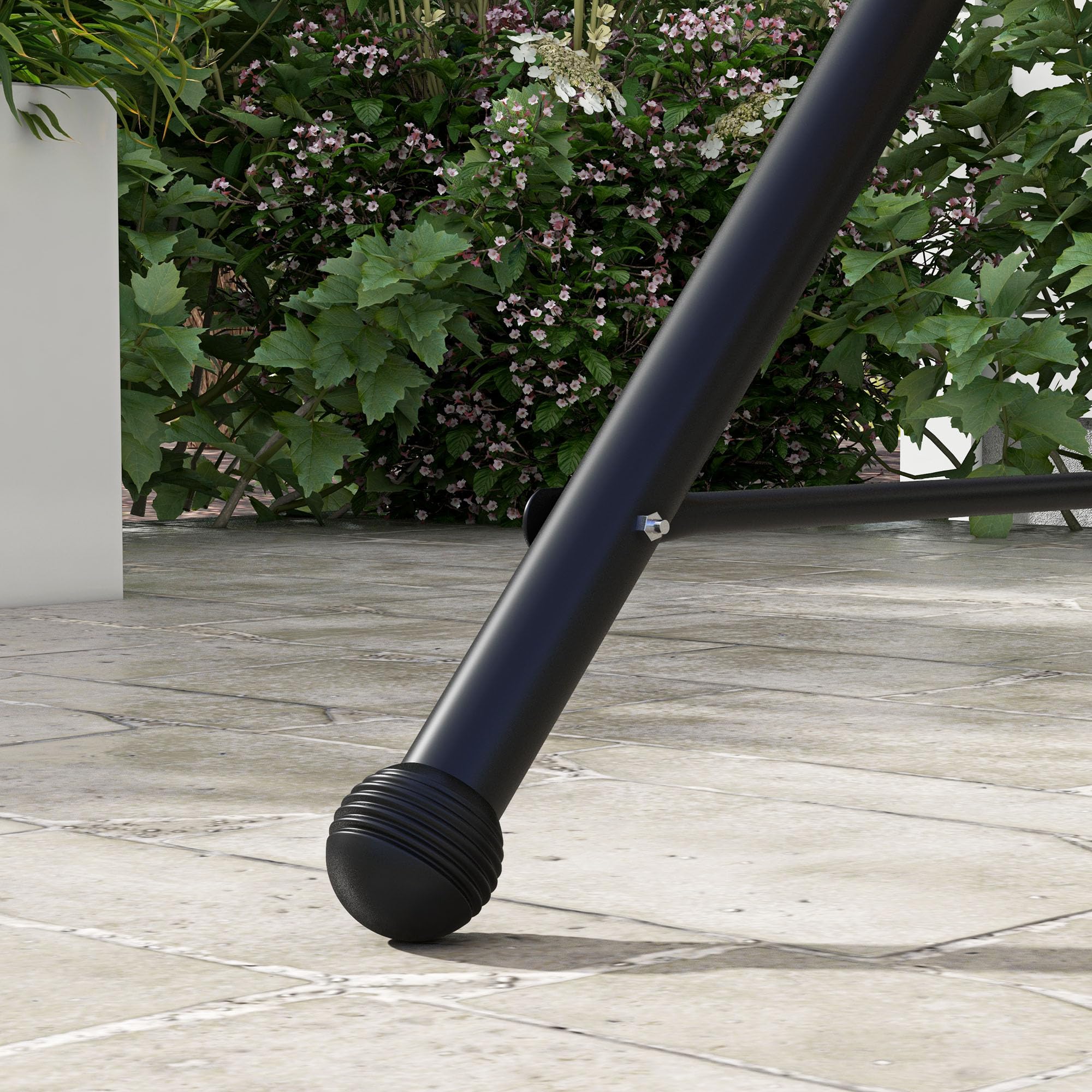 Outsunny Dondolo da Giardino 2 Posti con Tettuccio Parasole Regolabile, Dondolo con Tasche Laterali, Acciaio e Tessuto a Rete, Beige