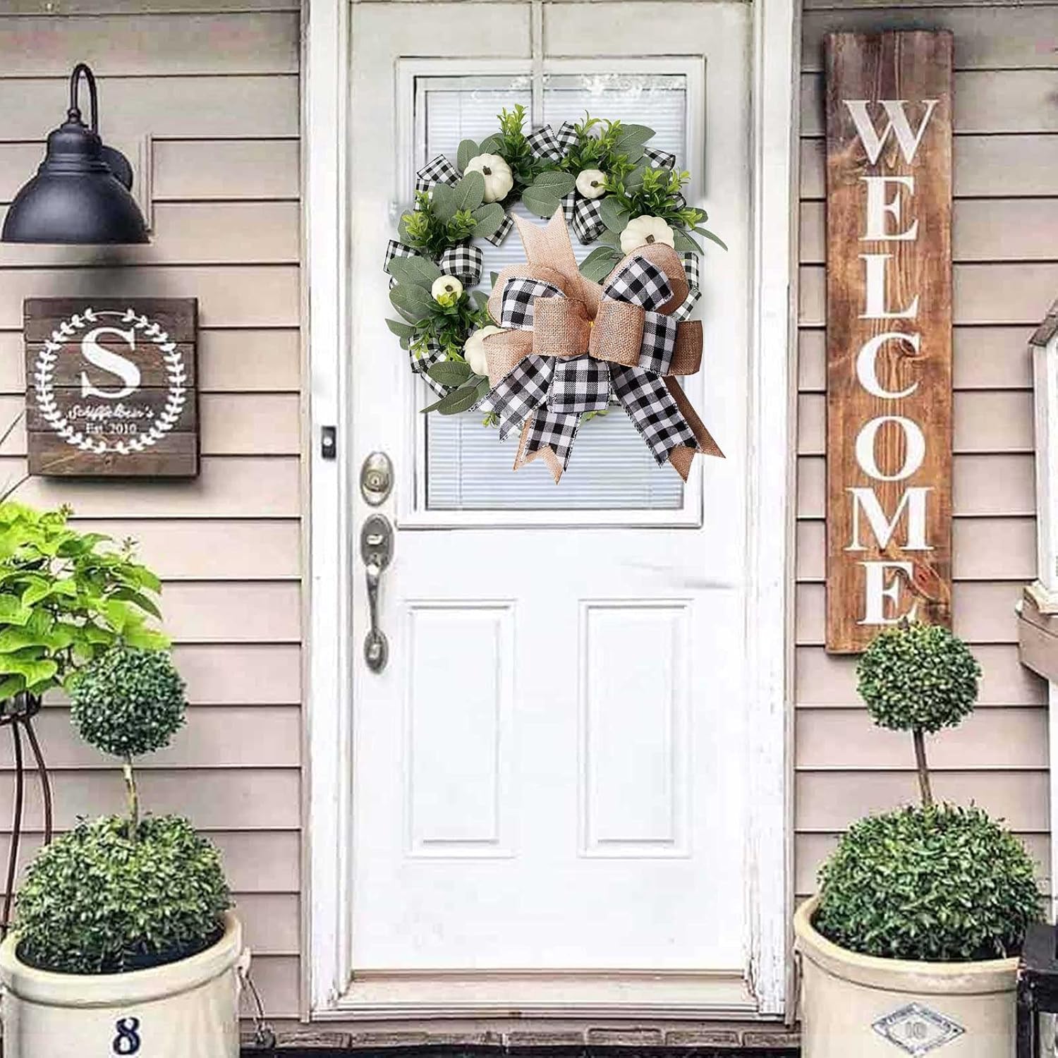 Black White Burlap Buffalo Plaid Bow Christmas Tree Topper Ornament for Christmas, Wedding, Party Decorations - Image 4