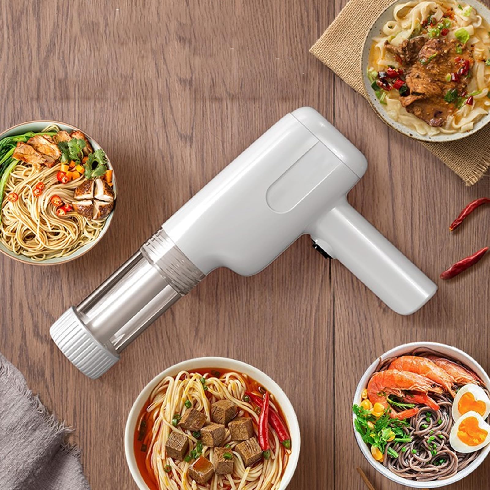 Maker Electric Noodle porta portatile per pasta portatile ad alta efficienza con 6 stampi per cucina domestica bianca 1174G