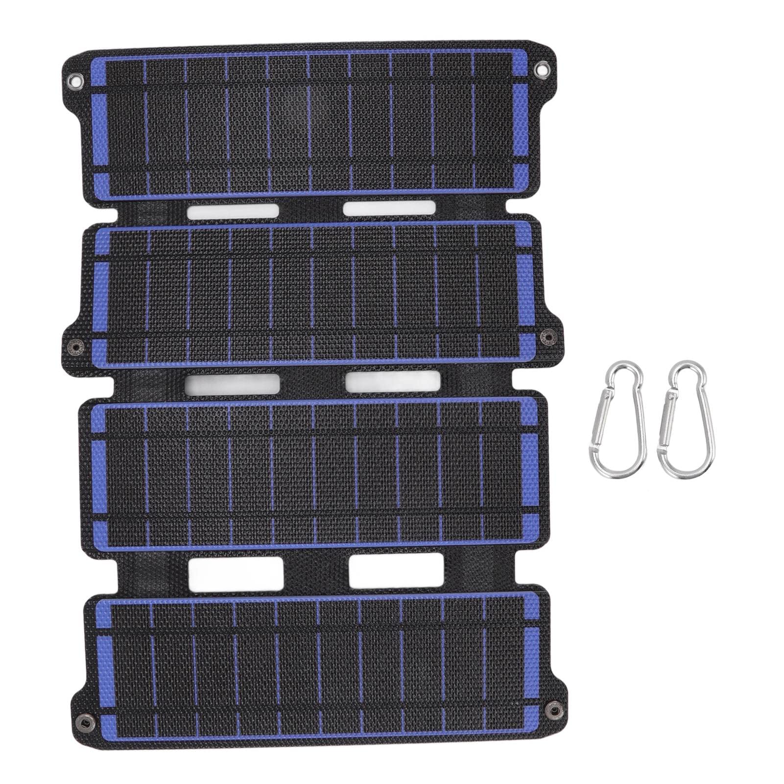 Panneau Solaire Flexible en Silicium Monocristallin 14 W avec 2 Sorties USB pour Téléphones Mobiles, Camping-cars, Navires – Panneau Solaire Pliable Extérieur Léger (BLUE)