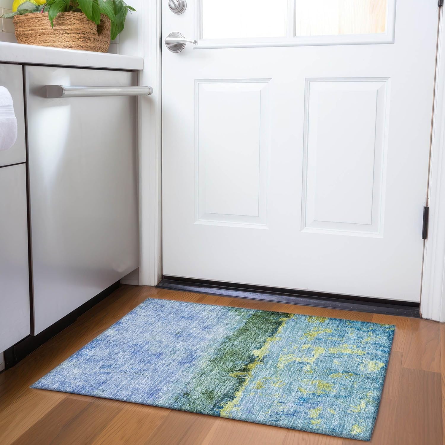 Addison Rugs Chantille ACN1716 Blue 1'8" x 2'6" Indoor/Outdoor, Machine Washable, Easy Clean, Non Shedding, Bedroom, Living Room, Dining Room, Kitchen, Patio Rug