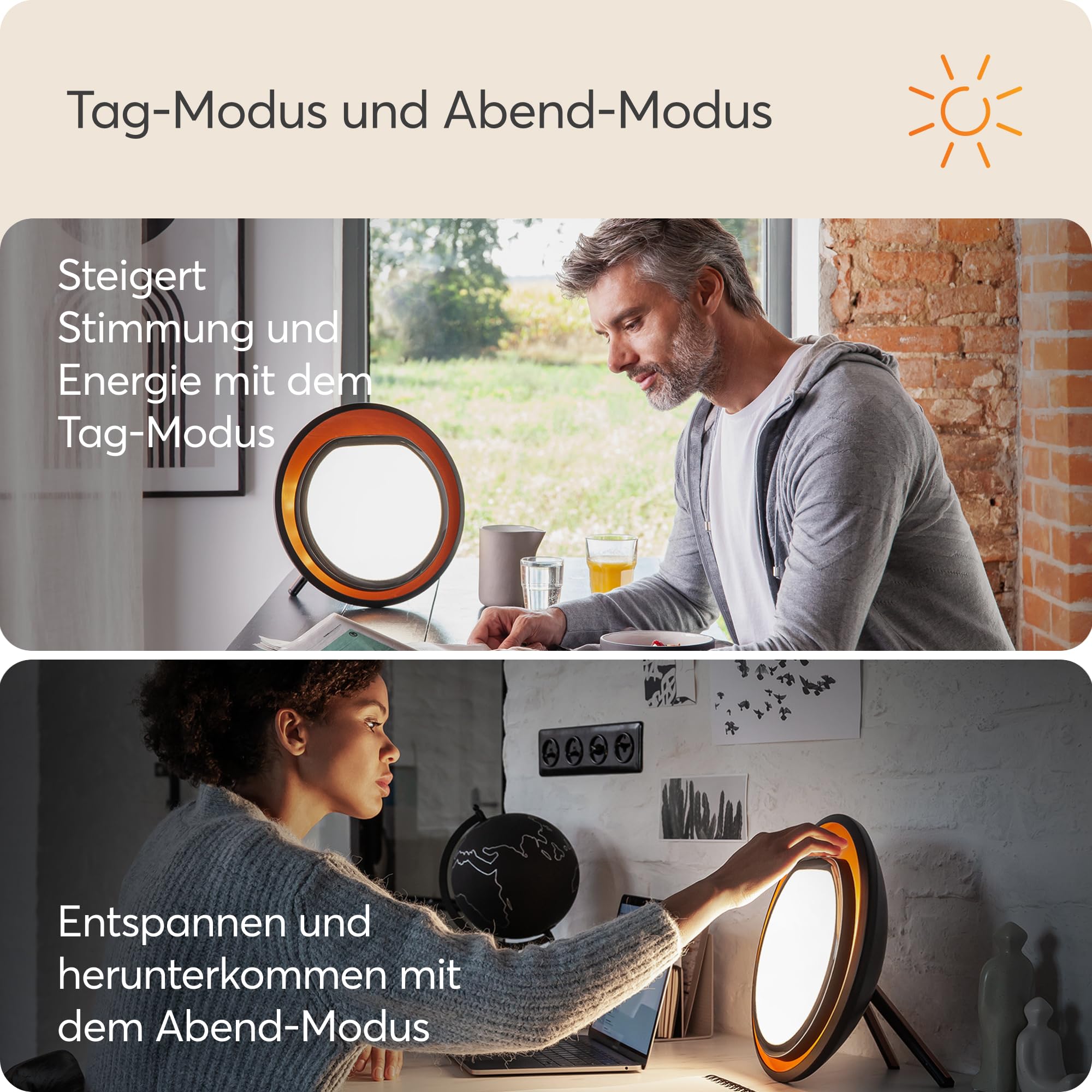 Lumie Halo, Wirksame Lichttherapie für Winterblues und verbessertes Wohlbefinden, 10.000 lux