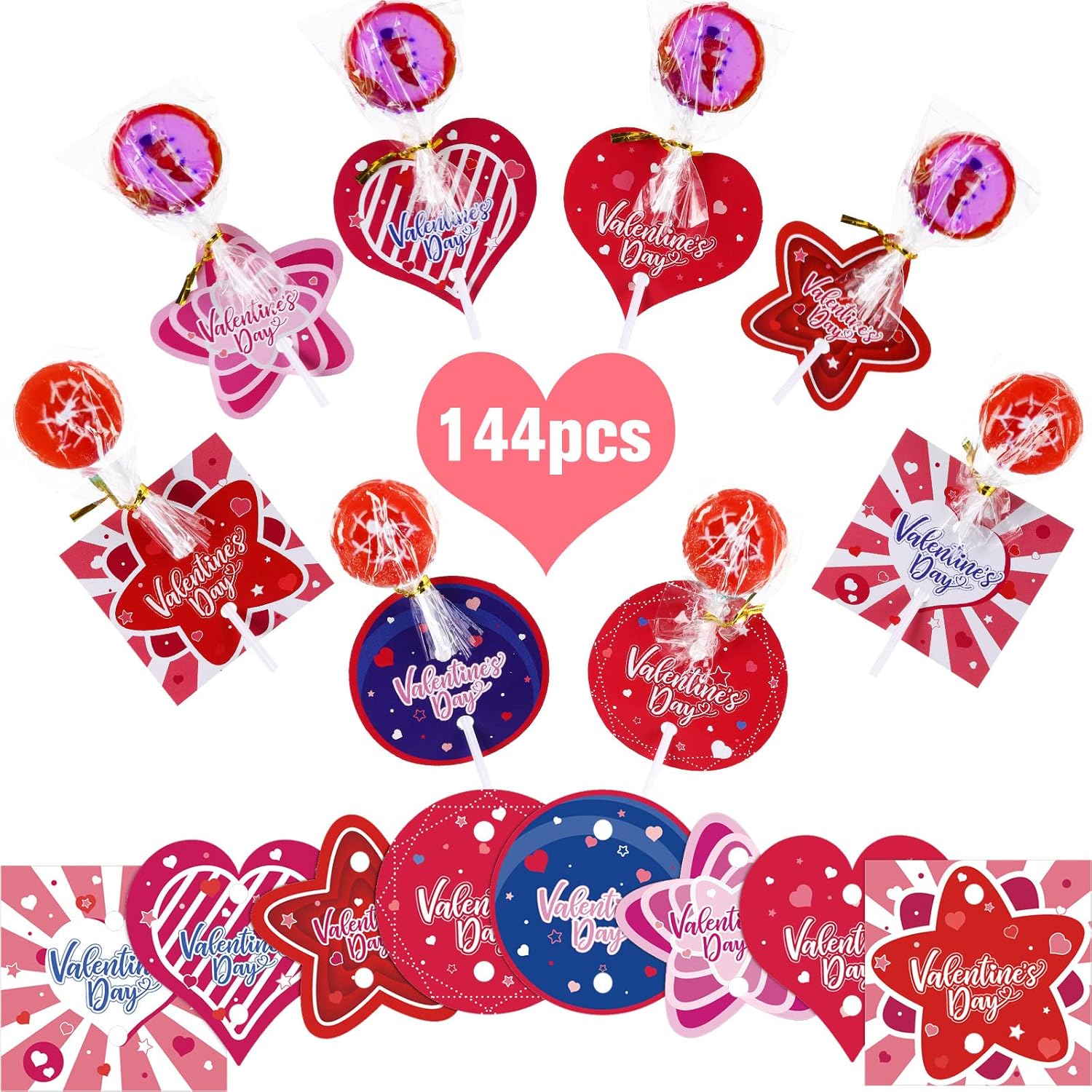 144 Pieces Valentine's Day Cards Valentine's Greeting Cards Candy