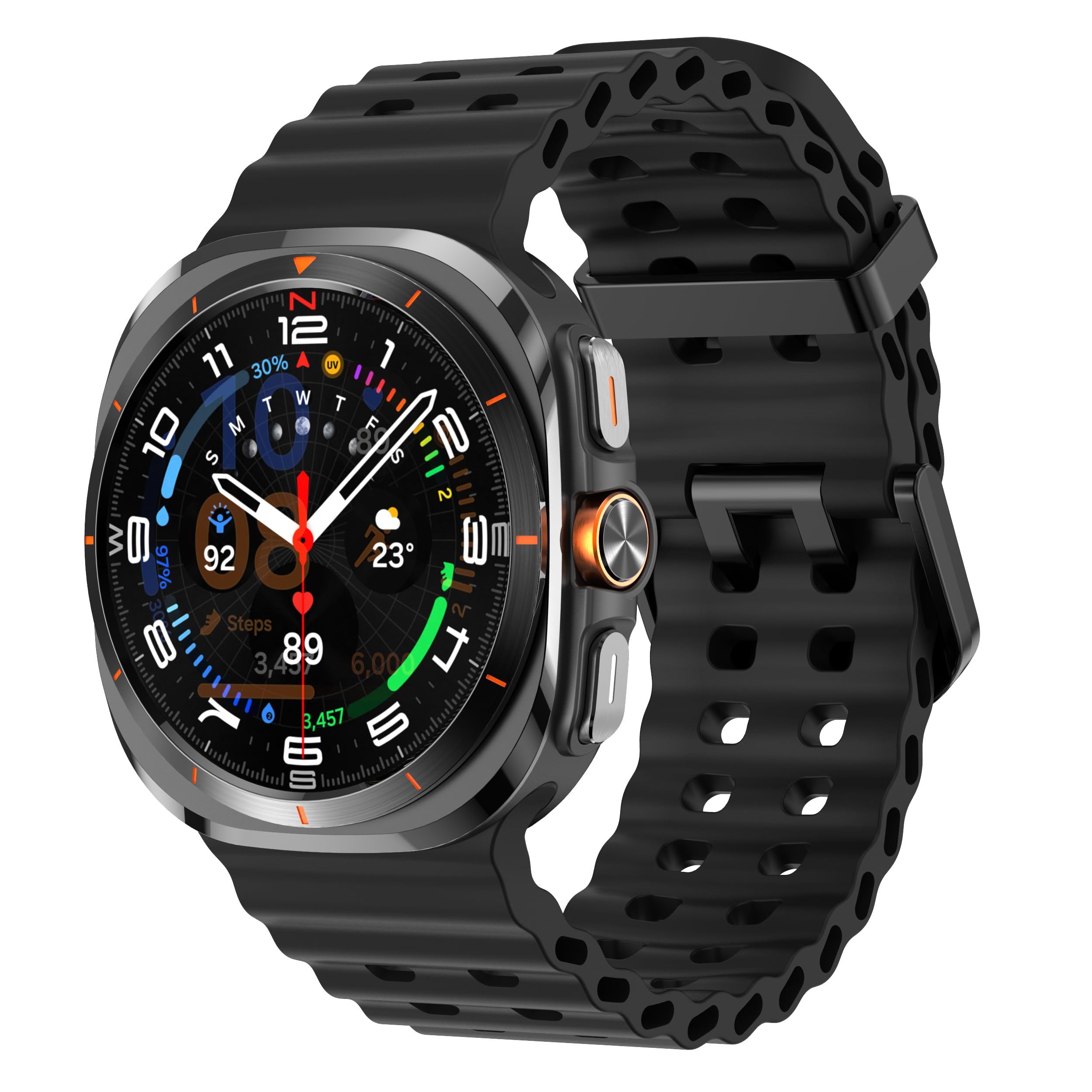 Compatible with Samsung Galaxy Watch Ultra Strap Silicone Ocean Band Soft Replacement Bands for Galaxy Ultra 47mm Watch Women Men (Black)-image-19