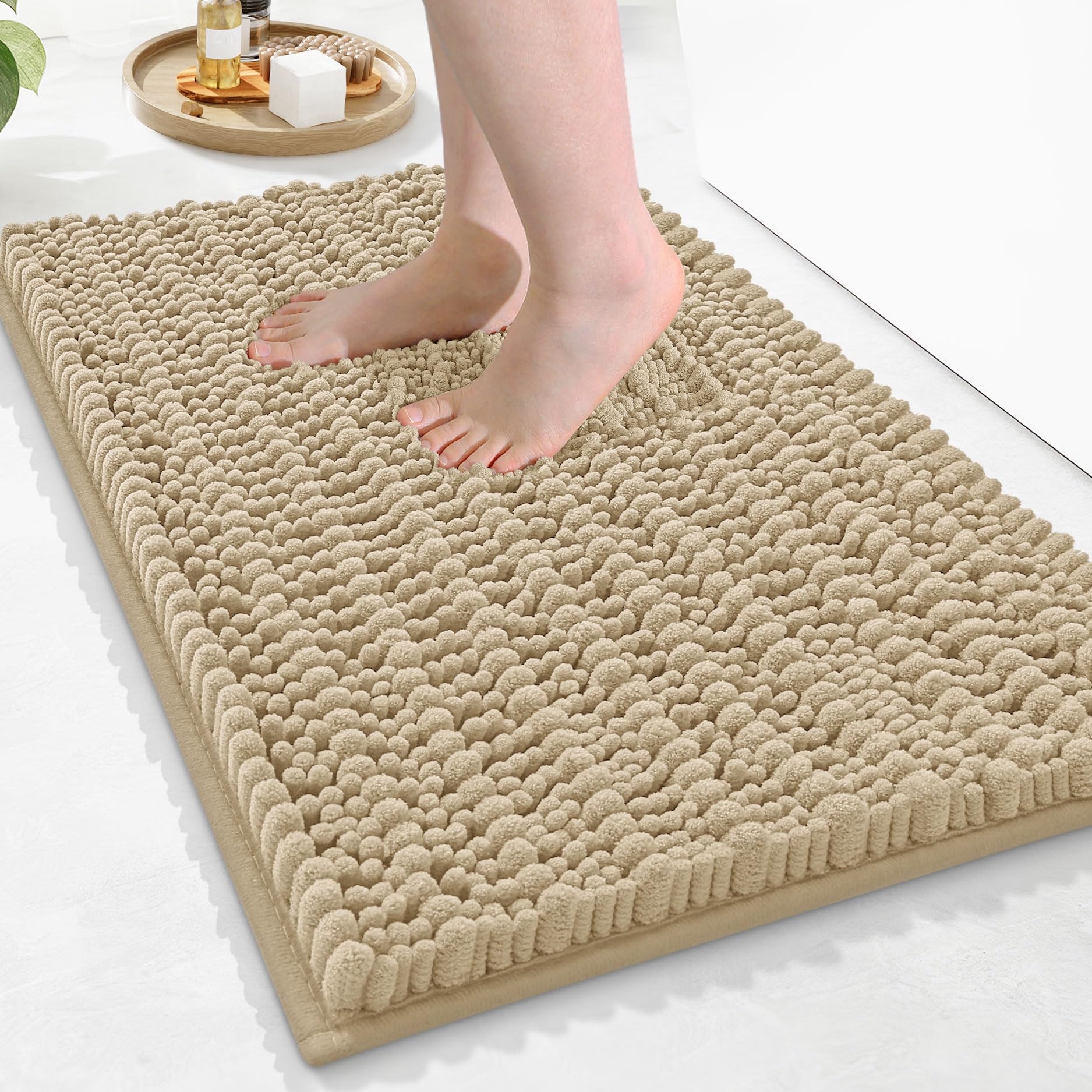 Arotive Luxury Chenille Bathroom Rug Mat, Extra Soft Thick Absorbent Shaggy Bath Rugs, Non-Slip Machine Wash Dry, Plush Bath Mats for Bathroom, Shower
