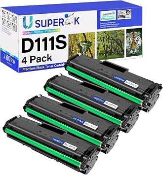 SuperInk 4 Pack MLT-D111S Toner Cartridge Compatible for Samsung MLT-D111S D111S 111S D111L to Use with Xpress M2020 M2020W M2022 M2022W M2024W M2026W M2070 M2070W M2070F M2070FW Laser Printer