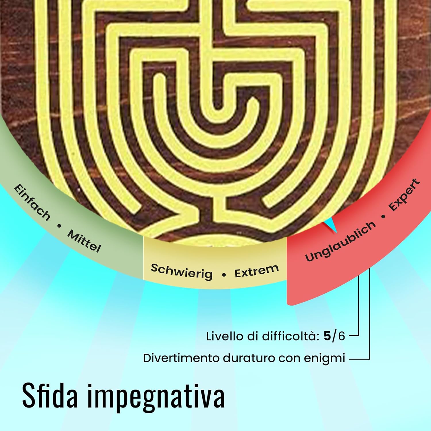 Logica Jeux Art. Labyrinth Box - Wooden Puzzle - Secret Box - Amazing Difficulty 5/6 - Leonardo da Vinci Collection