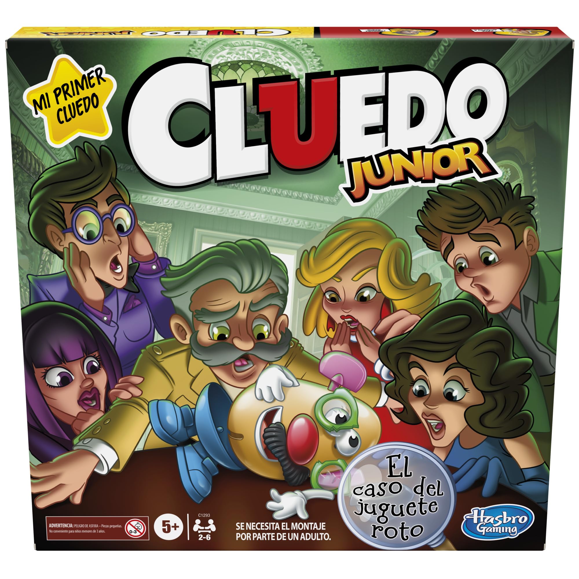 Hasbro Gaming, Cluedo Junior, Juegos de Detectives para Fiestas, Tablero con Colores Vivos, Acertijo, Habilidad y...
