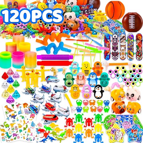 NATISSTEKE Relleno Piñata de Cumpleaños Infantil, 120 Piezas Detalles Cumpleaños Infantil Juguetes de Fiesta a Granel, Carnavales Pascua Halloween regalos para Niños y Niñas